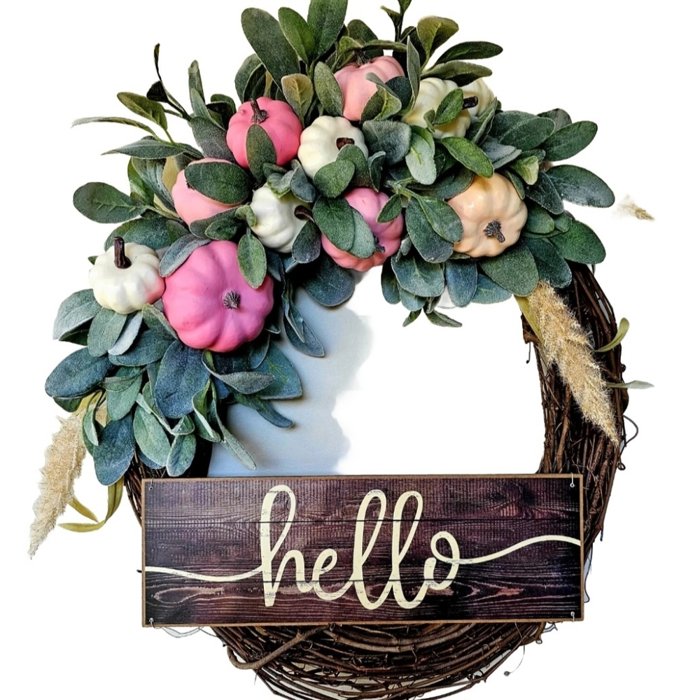 Pink Pumpkin autumn wreath